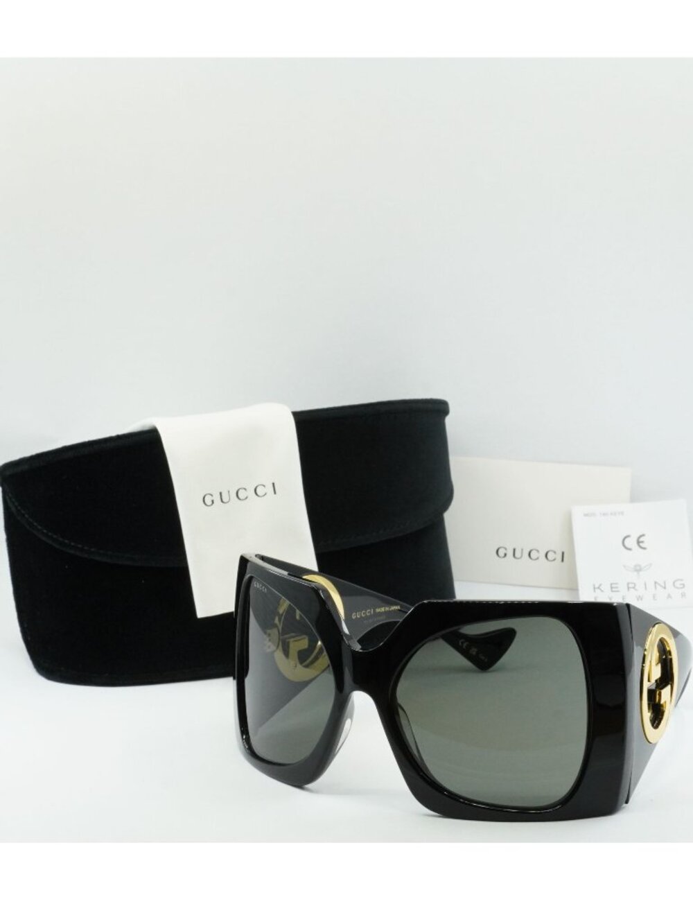 Gucci GG1255S 001 Square Sunglasses - Black / Smoke